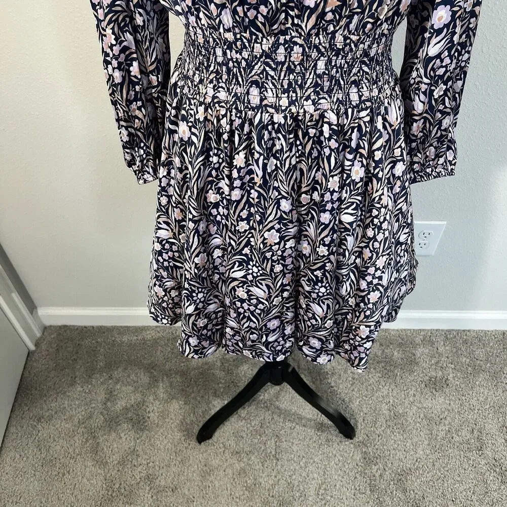 J Crew Gorgeous Ruffle Mini Dress in Floral Fields Print Long Sleeve Sz S - Picture 3 of 6
